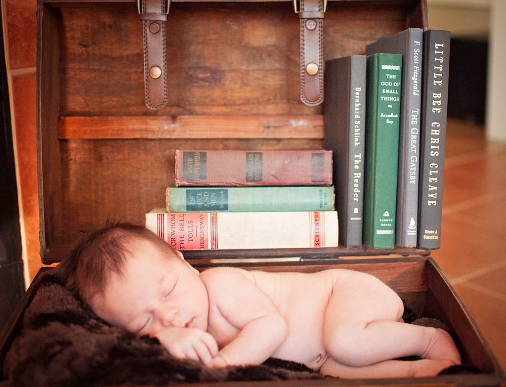 Book-themed newborn photos