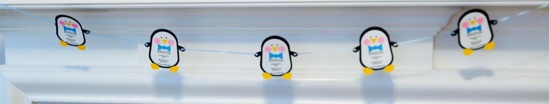 Penguin first birthday invitations banner